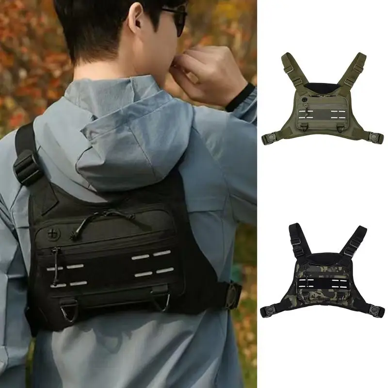 

Men's Chest Bag Multiple Pockets Students Chest Bag Fashion Unisex Chest Bag Sports Casual Vest Bags Men Front Vest Training Bag