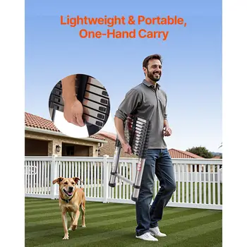 VEVOR 접이식 사다리, 스테인리스 스틸 재질, 다중 버튼 확장 및 접이식, 최대 375파운드 하중 지지, 미끄럼 방지 발판 10 best sales 계단 - №10