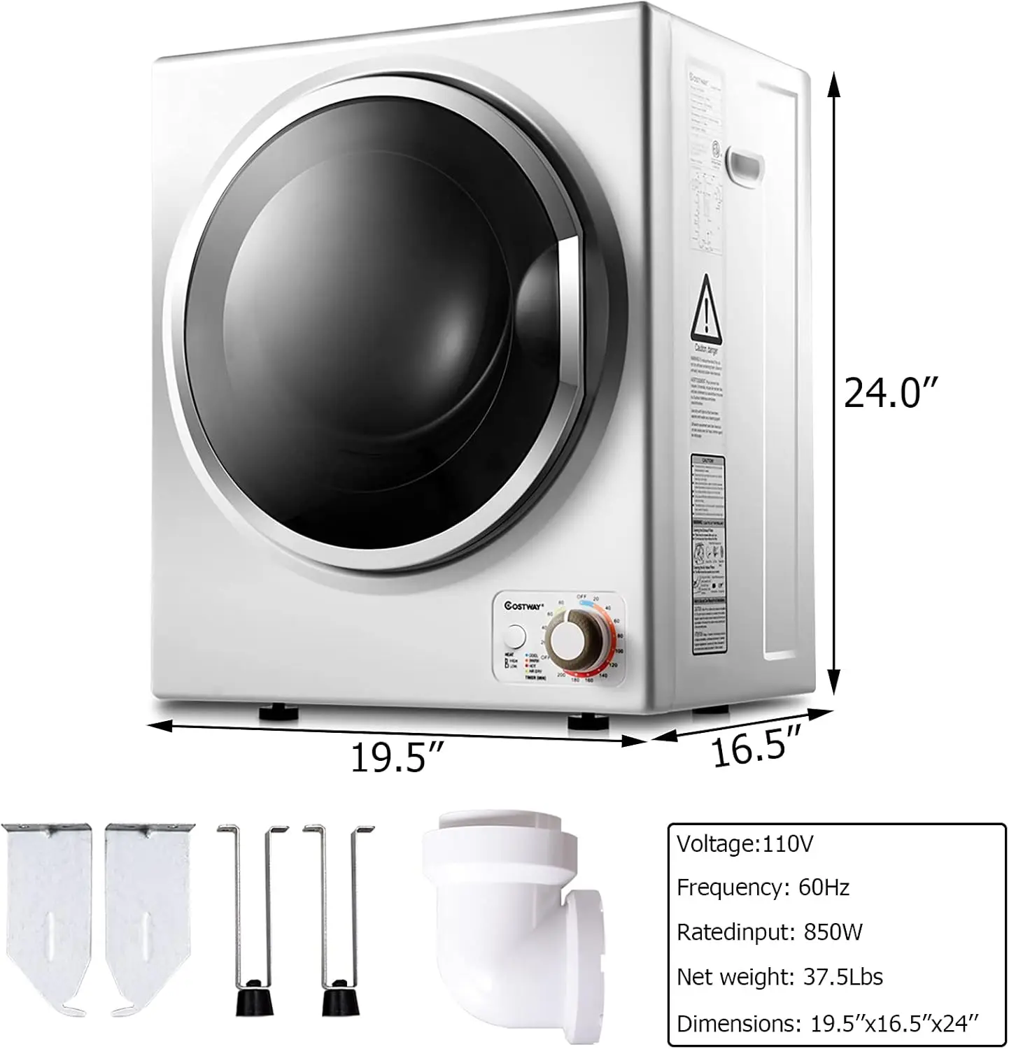 EP23598 Portable Laundry Dryer, White，Compact & Portable Powerful Performance Multifunction Quiet Design High Quality