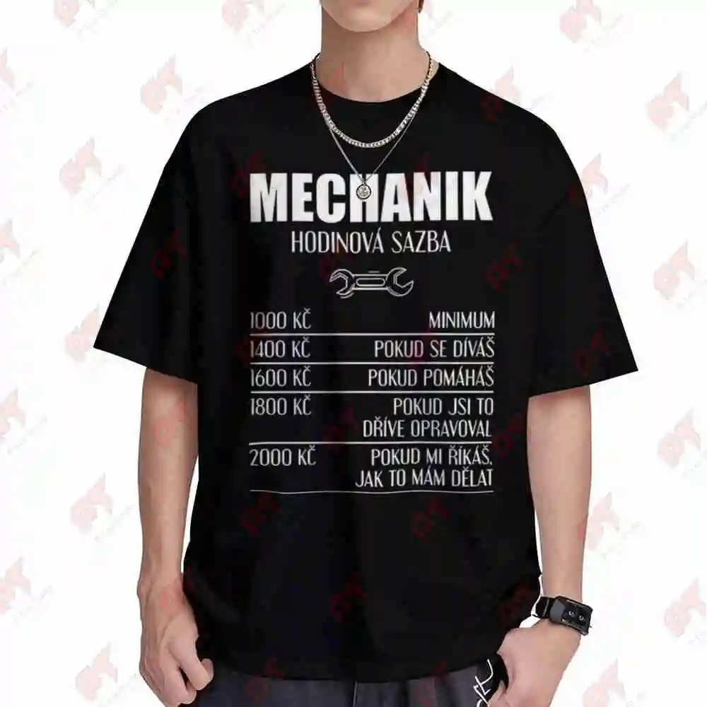 Mechanic Czech Hourly Salary List Short Sleeve Tee 100% Cotton T-Shirt