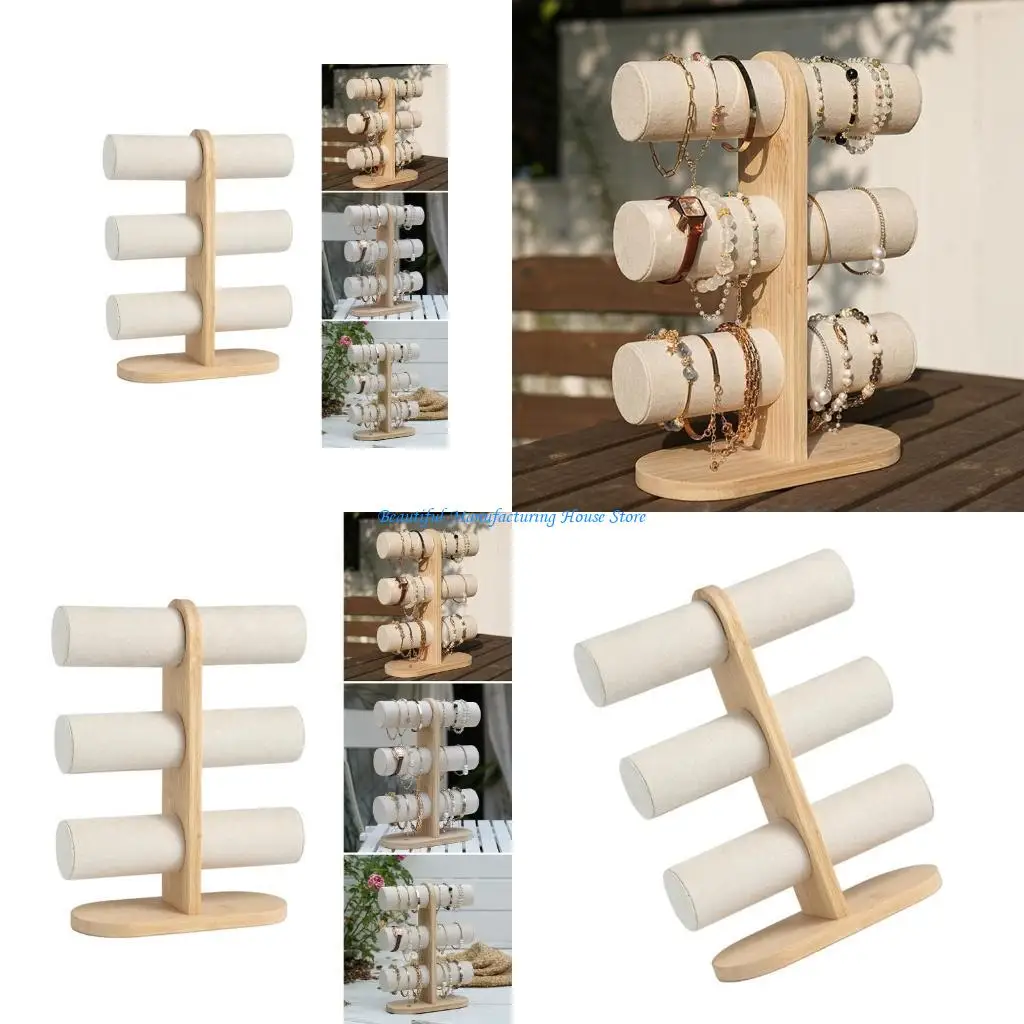 

E56A Элегантная стойка для галстуков для волос Универсальная презентационная подставка для ювелирных изделий Полка на деревянном