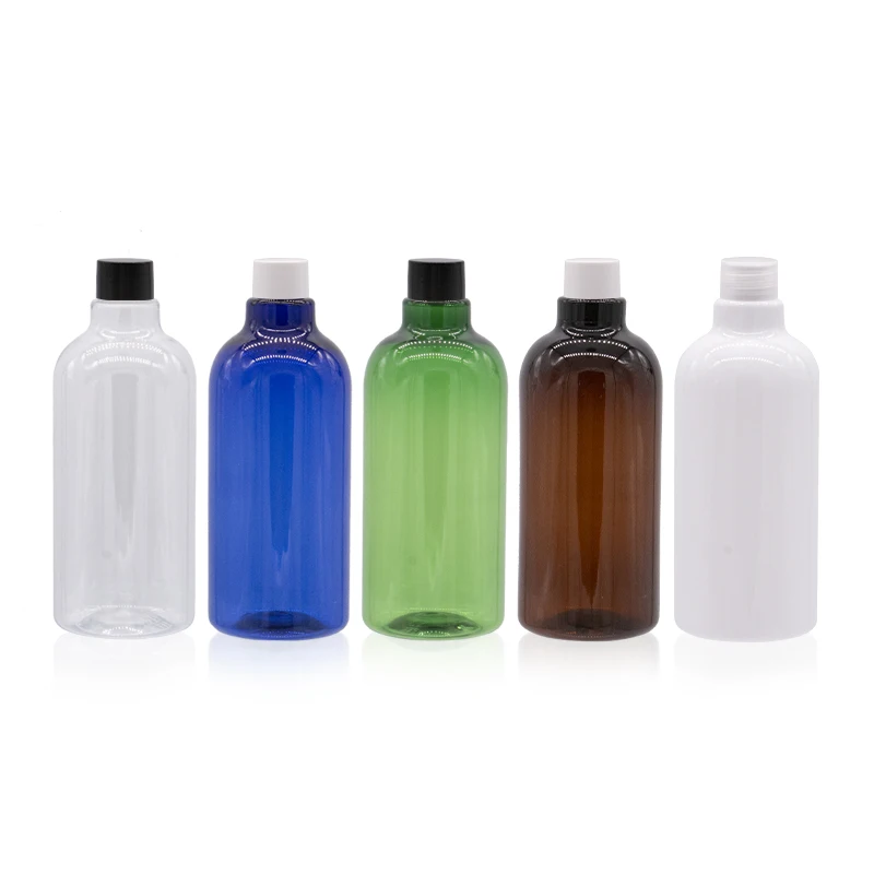 500ml X 14PC Refillable Amber Blue Green Plastic Bottle With Plastic Screw Lids Clear White Black PET Cosmetic Big Size Bottle