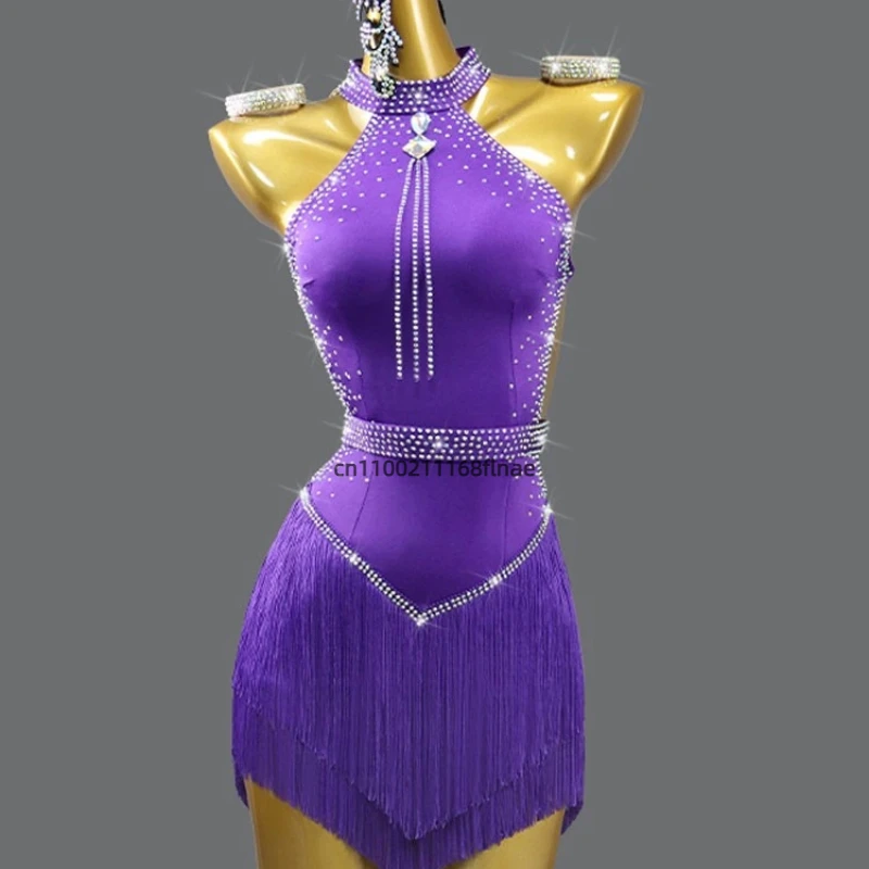 Professional Latin Dance Dress 2025 New Style Competition Table Performance Clothing Tassel Dress Art Exam Flower Dress Female