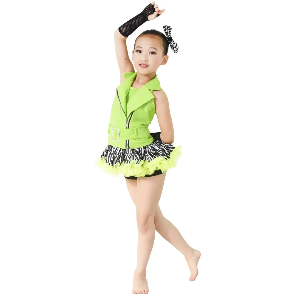 Girls Tap & Jazz Dancing Costume Stage Performance Cloth Competition Dresses Cheerful 5PCS