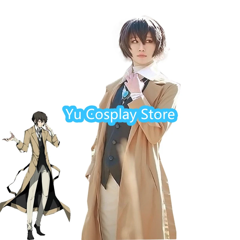 

Anime Bungou Stray Dogs Armed Detective Agency Osamu Dazai Cosplay Trench Shirt Pants Vest Literary Halloween Carnival Costume