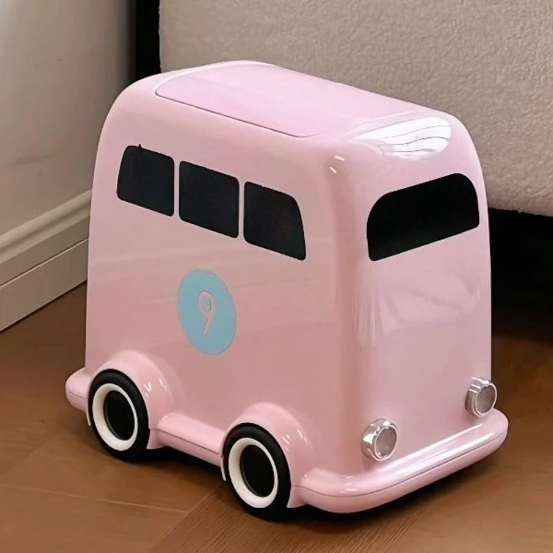 Household Bus Trash Can, Covered Living Room, Bedroom High Value, Mobile Trash Can