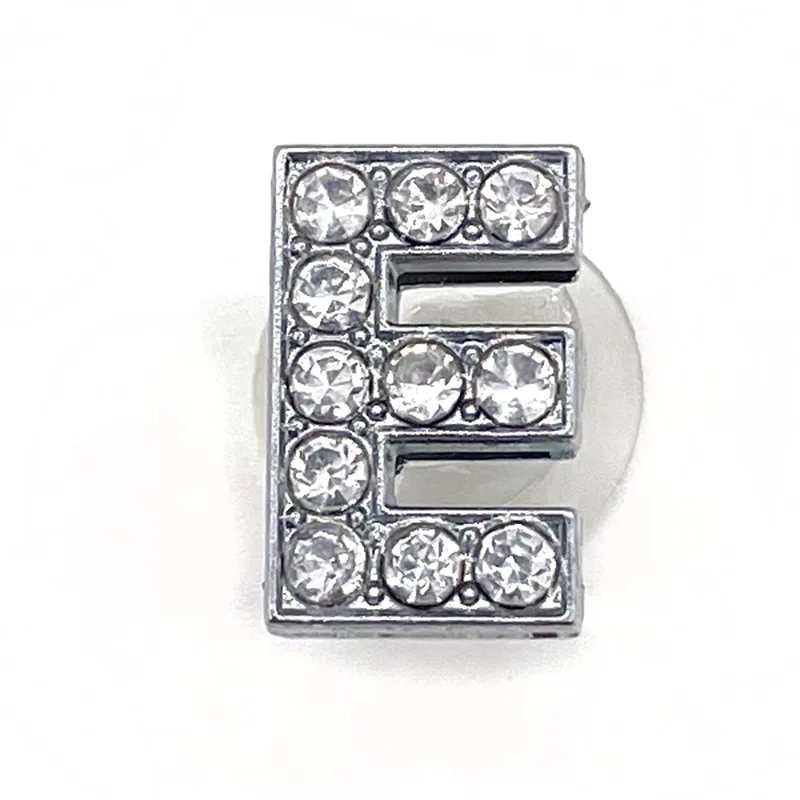 Schuh Charms Glitter Strass Buchstabe Silber Kristall Alphabet DIY Legierung Schuh Dekorationen Schmuck Slider Armband Armbänder – Detail 14