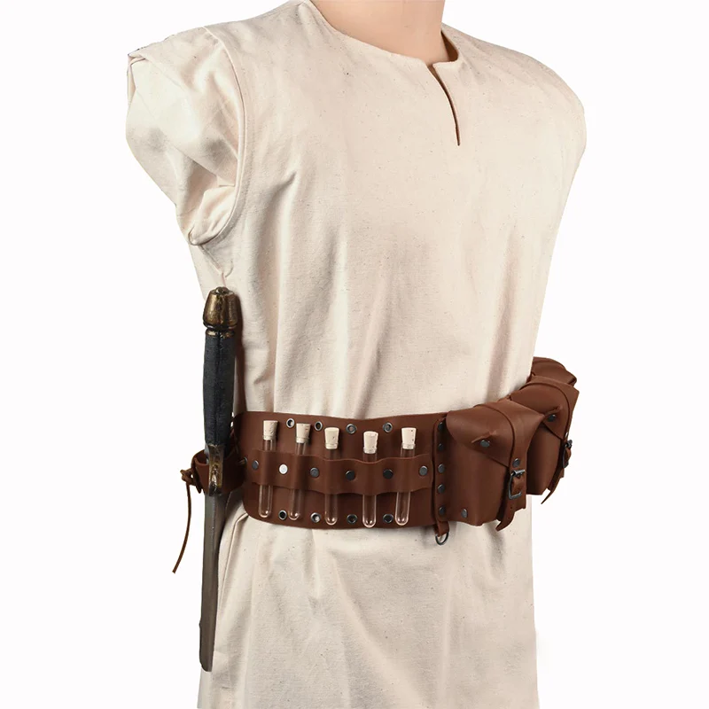 Medieval Alchemist Witch Wizard Sword Belt Viking Knight Healer Cosplay Costume Steampunk Potion Bottle Bag Accessory Larp Props