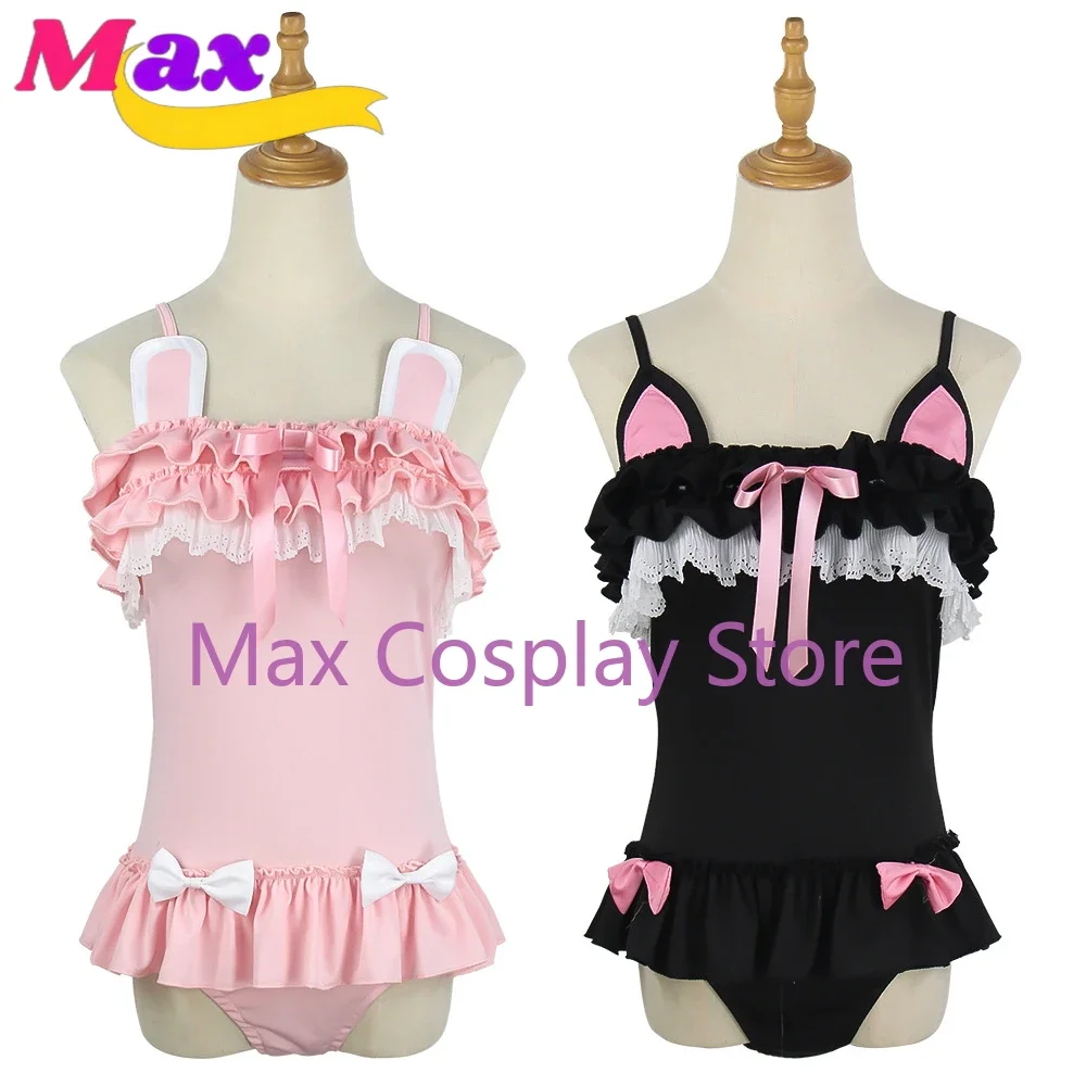 

Wby2 Cos купальник милый сексуальный косплей костюм купальники женские милый черный кот пудра кролик купальник летняя одежда на заказ