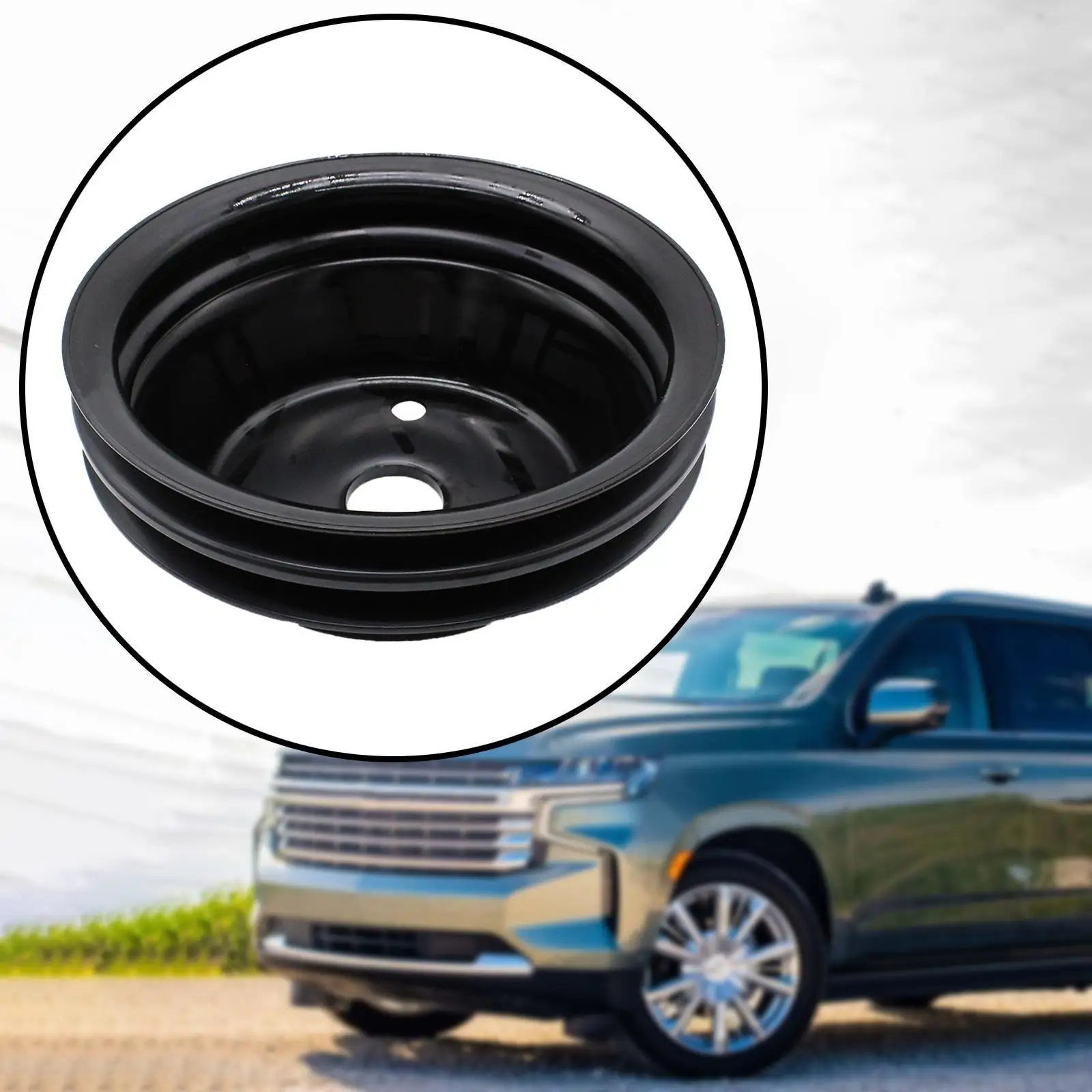 Black Crankshaft Pulley Double Groove Replacement Engine Component for Chevy SBC 262 350 400