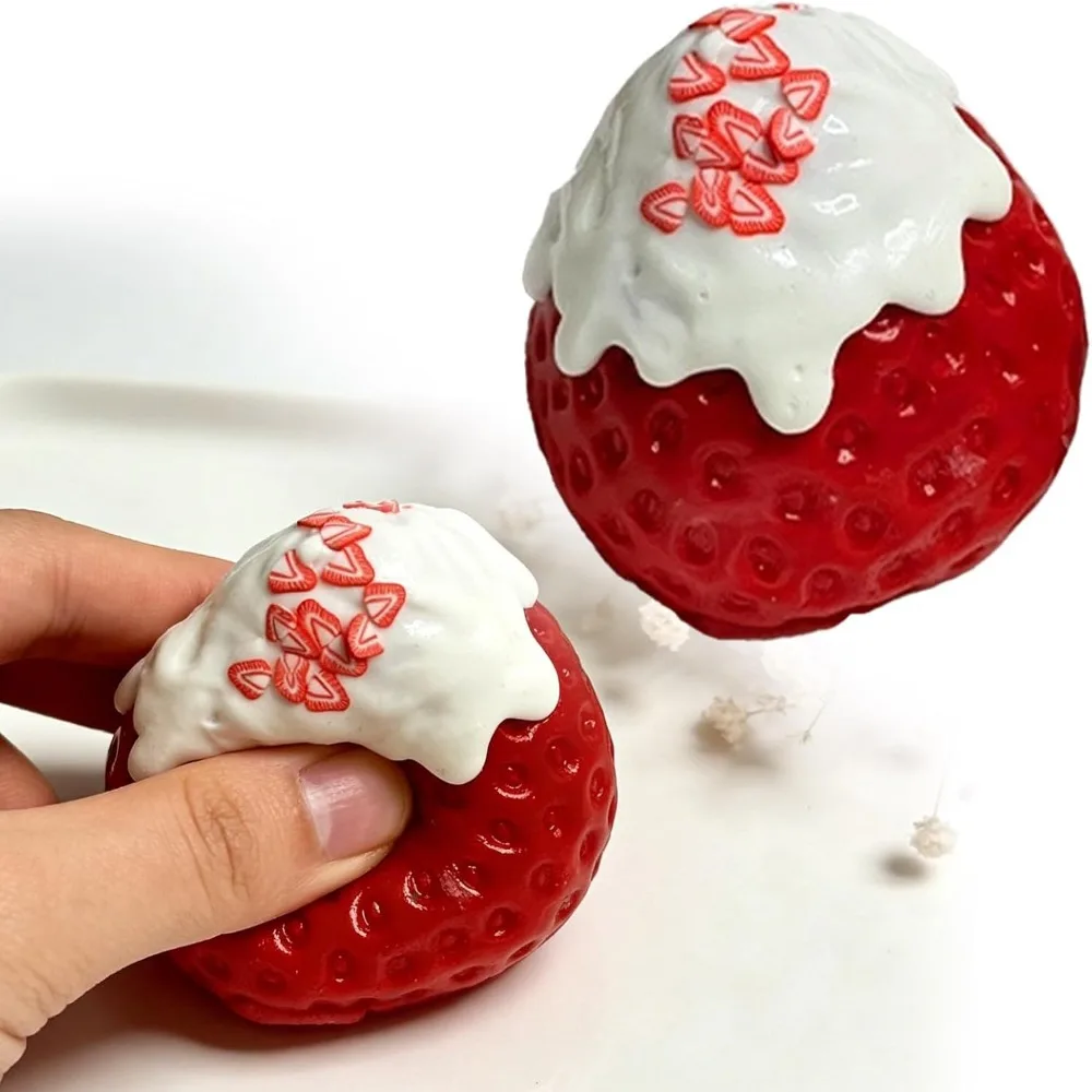 Silicone Squeeze Toys Slow Resilience Slow Rising Stawberry Toy Fruit Pattern Fidget Stress Relief Sensory Ball
