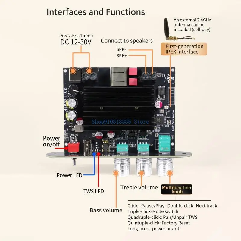  T2001P Multifunctional Sound Controls Auditory Amplifier Board Supporting and Multiple Input Wide Applications