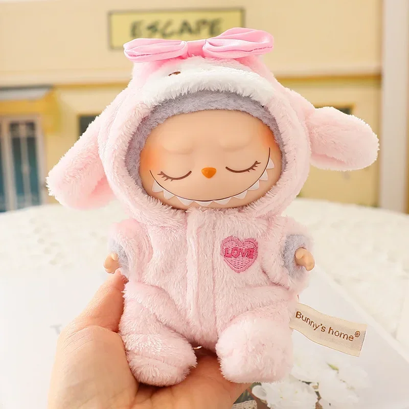 17cm 라부부 옷 귀여운 미니 플러시 인형 의상 액세서리 블루 샤크 점프수트 눈사람 옷 V1v2 인형 소녀 어린이 선물
