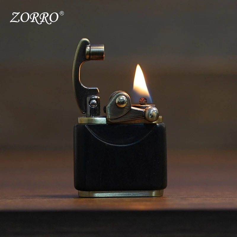 ZORRO Rocker Arm Lighter Wooden Shell Metal Liner Brand Bottom Engraving Compact And Exquisite Gift