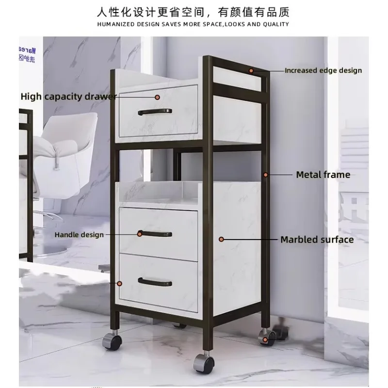 Makeup Saloon Equipment Gold Pink Silver Metal Nail Trolley Case Cart Hair Hairdressing Beauty Salon Trolley