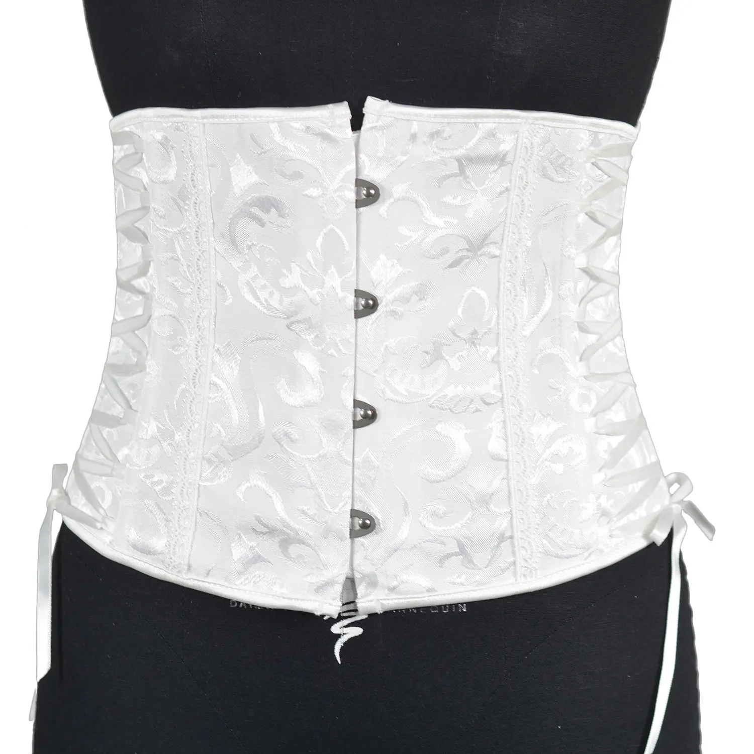 Vintage Lace-up Underbust Side-tie Corset Belt White Pink Black Elastic Wide Waist Femme Gorset