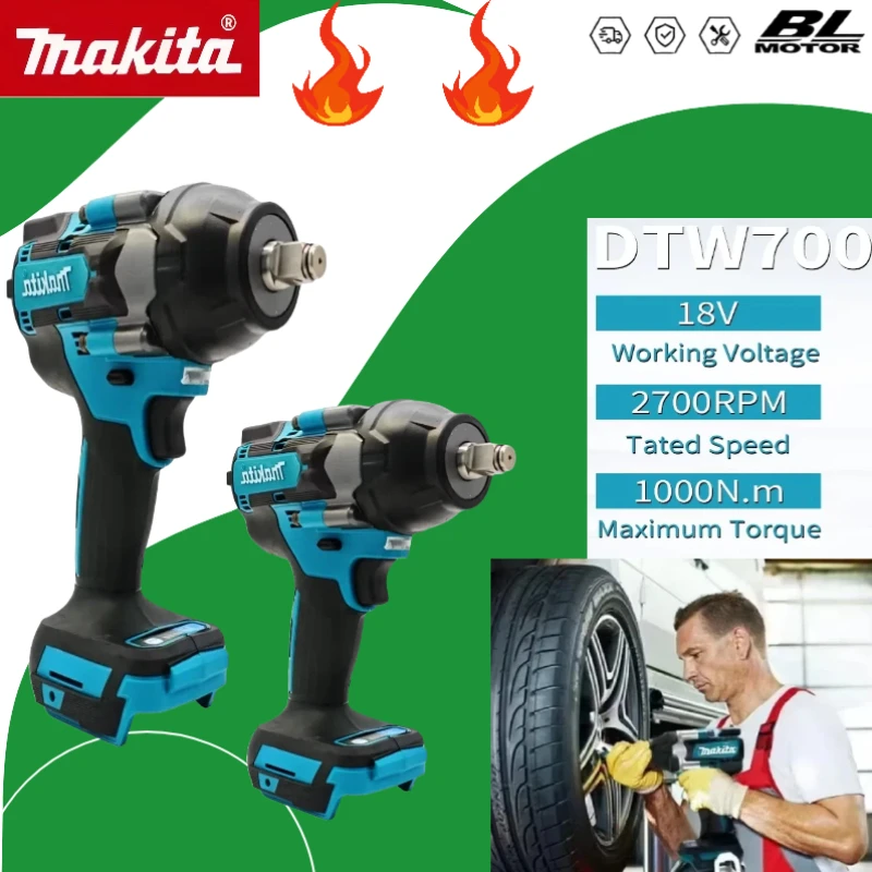 

Makita DTW700 Cordless Impact Wrench 1000N. Large Torque Auto M Brushless Electric Wrench Screwdriver Repair Power Tools 18V
