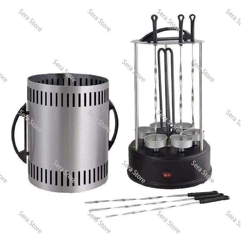 six-spindle-automatic-rotating-smokeless-lamb-skewer-machine-bbq-electric-grill-barbecue-grill-rack-household-meat-roaster