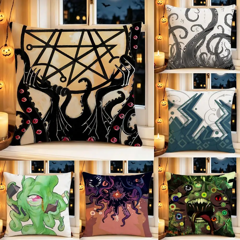 Creature Shoggoth Cushion Cover Pillow Short Plush Scary Creepy Cushion for Living Room Sofa Halloween Holiday Gift