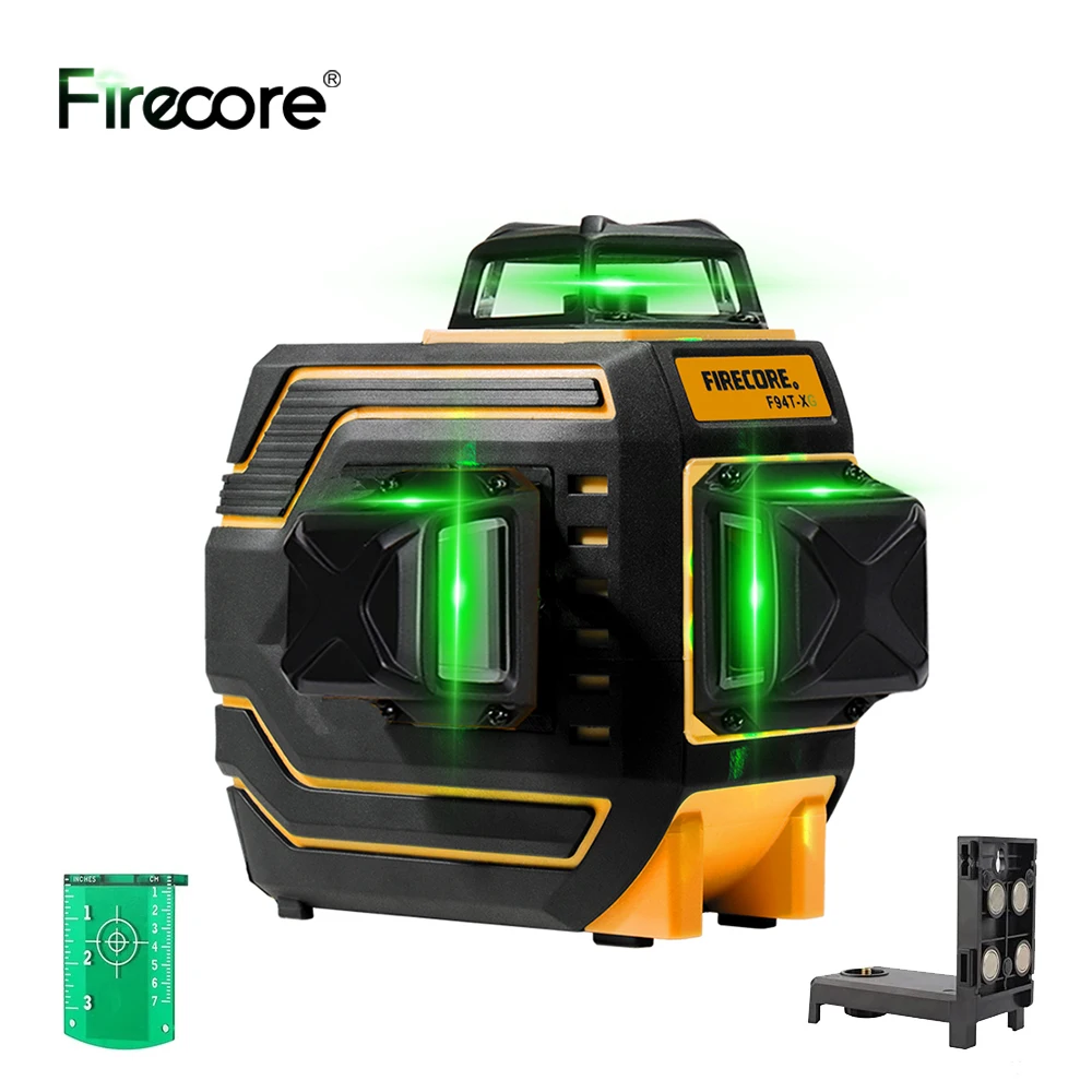 FIRECORE 360 Laser Level 12 Lines 3D Self-Leveling Horizontal&Vertical Cross Lines Super Powerful Green Laser Level Tool F94TXG