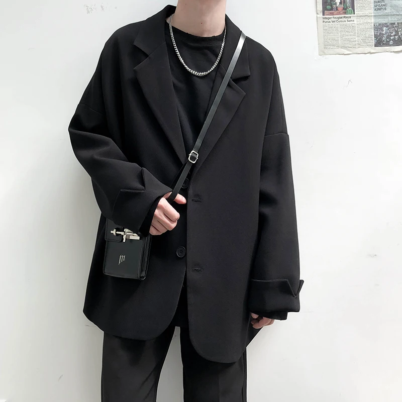 Men Blazers Leisure Trendy Oversize Business Suit Jackets Retro Daily Streetwear All-match Simple Korean Suit