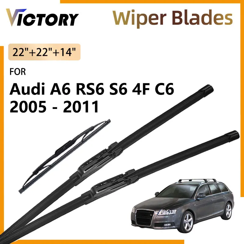 

3X Car Front Rear Wiper Blade For Audi A6 RS6 S6 4F C6 2005 - 2011 2010 2009 2008 2007 2006 Windshield Windscreen Window Brushes