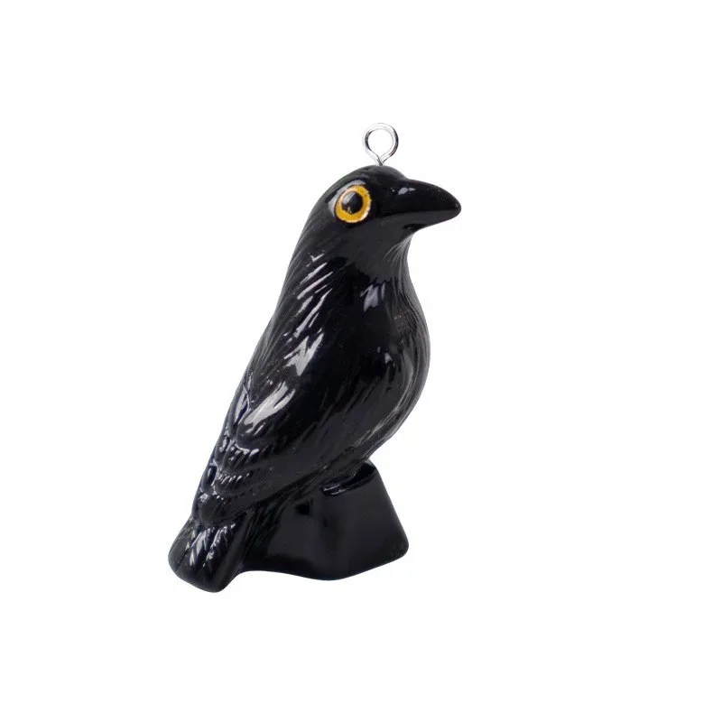 10pcs Halloween Black Crooked Crow Resin Charms Bird Animal Pendants For DIY Handmade Earring Keychain Jewelry Craft Making