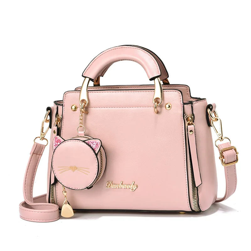 Bolso de mensajero de hombro para mujer, bolso de moda versátil, adorno de gato, 25x10x19cm, Haifei