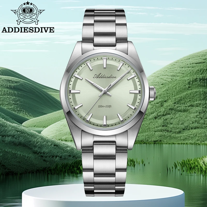 

ADDIESDIVE Men‘s Watch 36mm AR Coating Domed Glass VH31 Quartz Watch Waterproof 100m Diving 316L Stainless Steel BGW9 Luminous