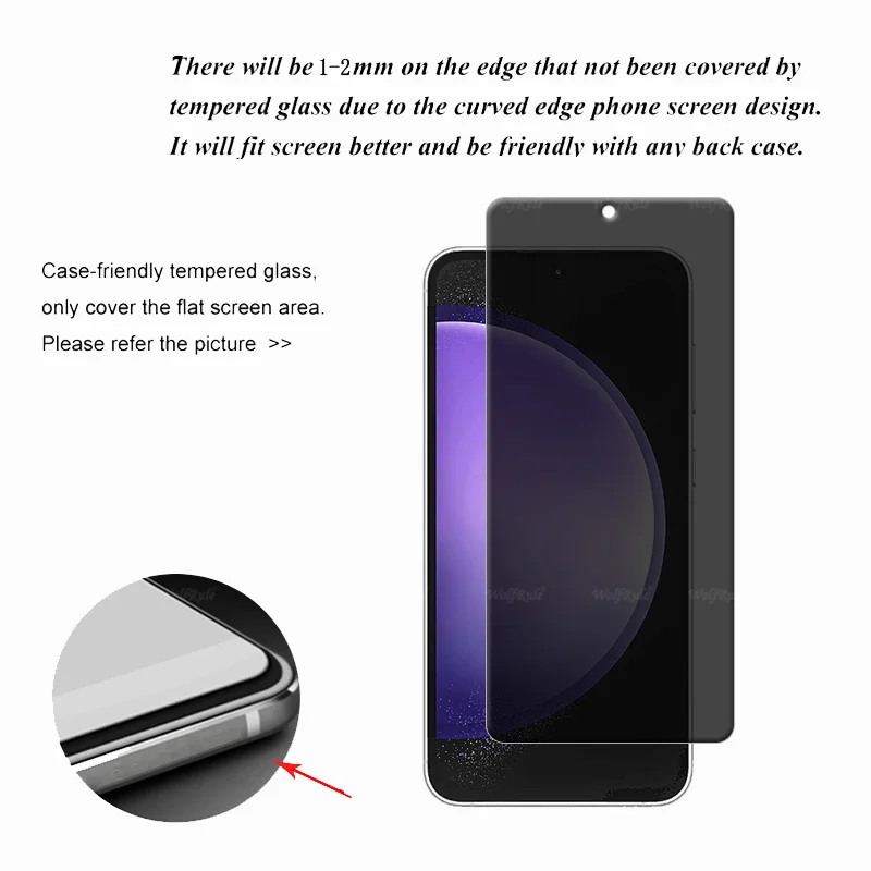 1/2/3/4Pcs For Samsung S24 FE Glass Samsung Galaxy S24 FE Glass 9H Privacy Anti-Spy Cover Glue Screen Protector Samsung S24 FE