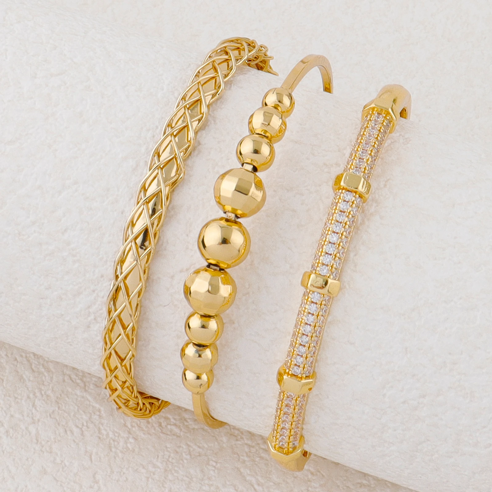 

Gold-Tone Screw Nail Bangle Bracelet for Women, Sparkling Zircon Inlay, Luxe Wedding Party Jewelry with Matching