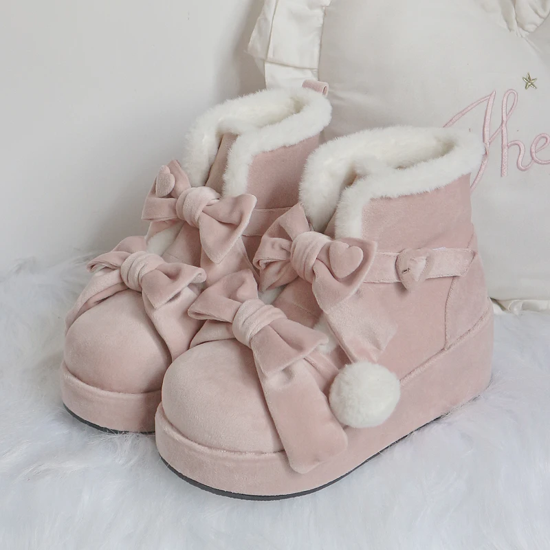 

Original Luo Shoes Sponge Shoes Thick Soled Snow Boots Lolita Girls' Winter Suede Short Boots Japanese Sweet Loli Single Shoes