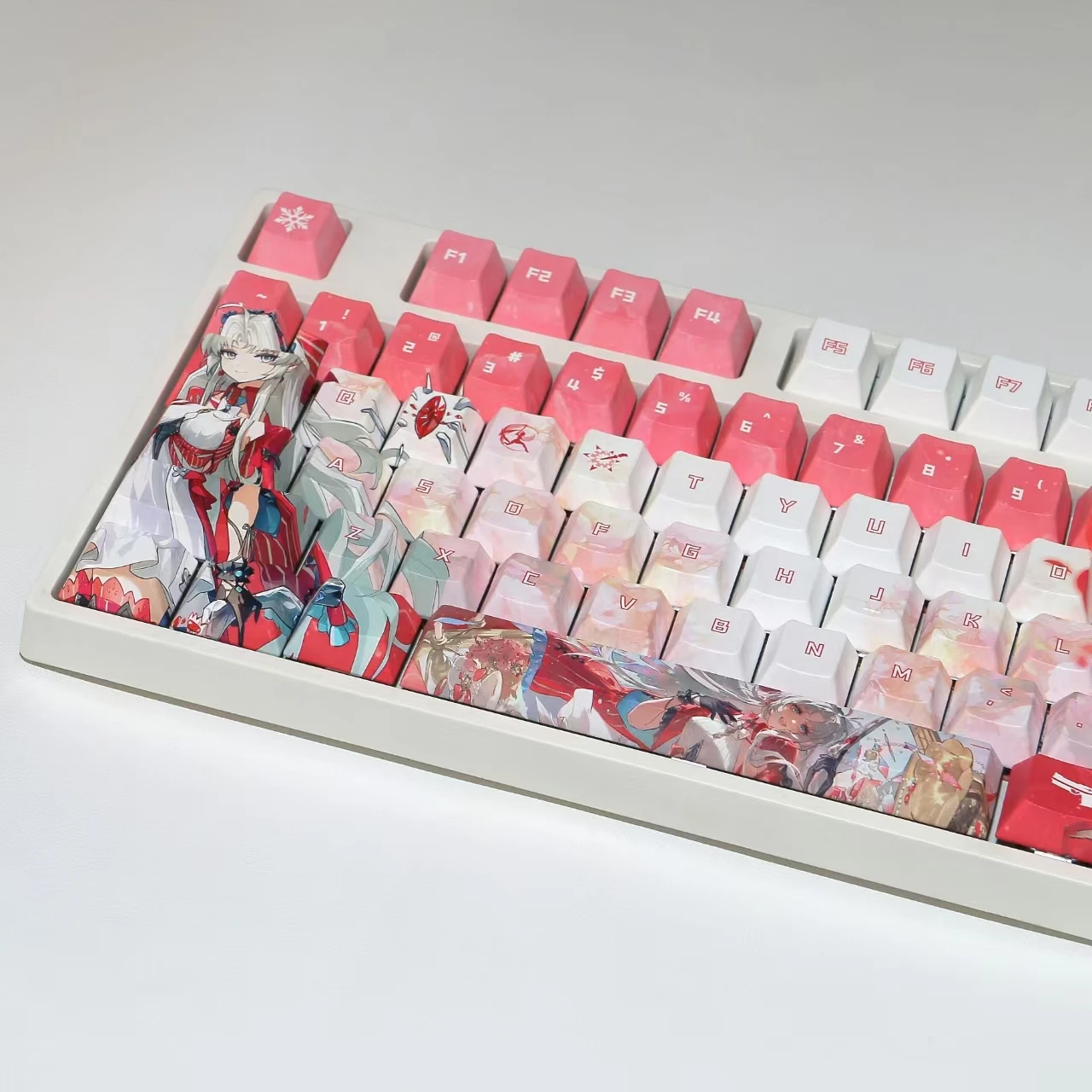 Klawisze PBT Wuthering Waves Carlotta Pink 120 Klawiszy Rekwizyty Cosplay Oś Boczna Grawerowana Mechaniczna Nakładka na Klawisze Akcesoria do Gier Tabletop