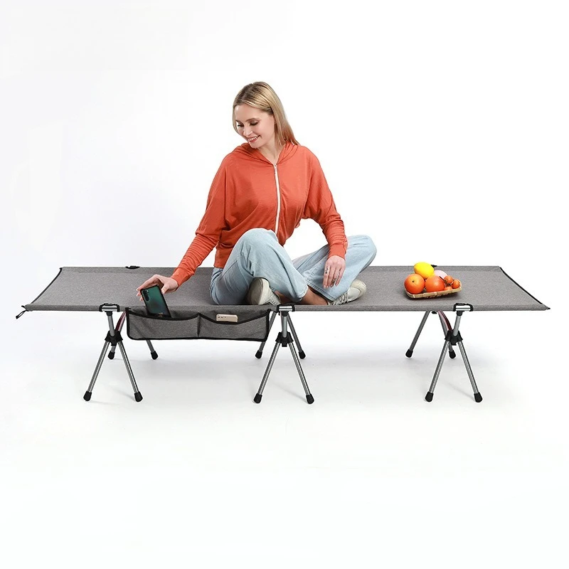 

Portable Folding Camping Bed, Lightweight Aluminum, 2 Heights, Single Person, Easy Carry, Outdoor Military Bed