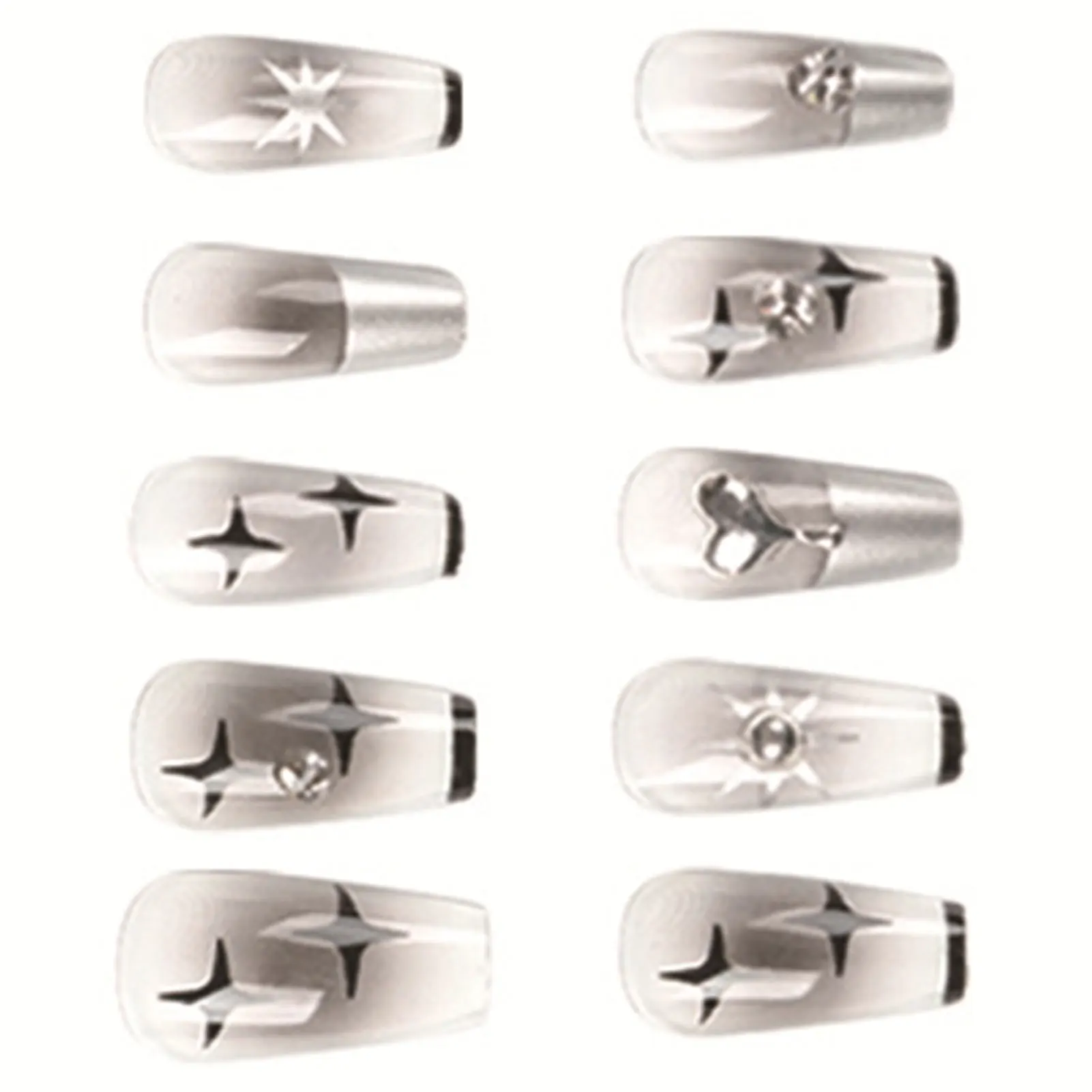 Sweet Cool Style Artificial Nails with Smooth and Non-Grainy Texture for Fingernail DIY at Home