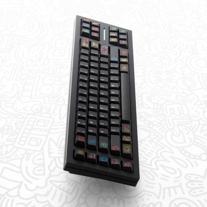 FBB Graffiti Dark Theme Keycaps Set Customized PBT Sublimation Cherry Profile Keyboard Cap for Mechanical Keyboard Accessories