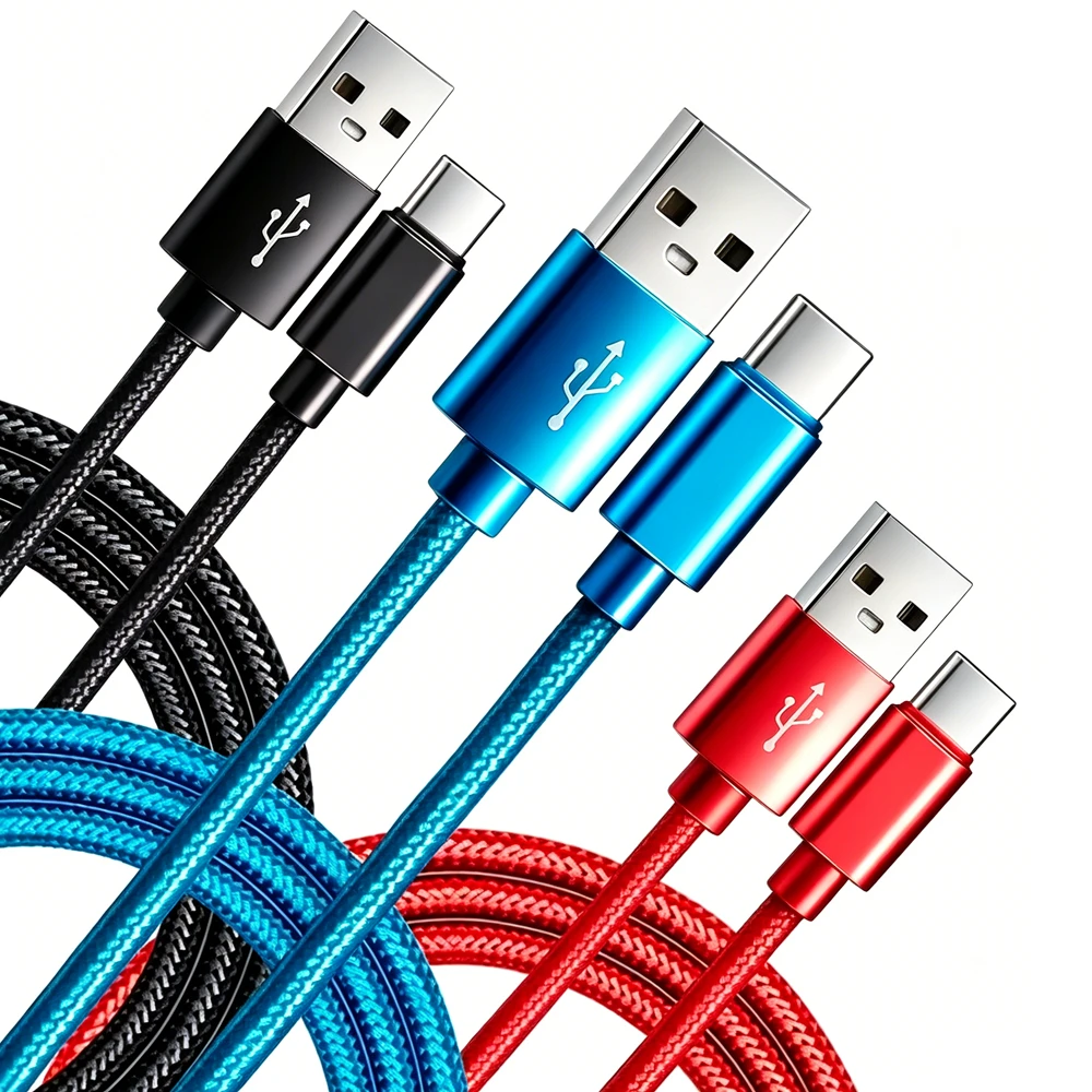 Braided Type C USB Fast Charging Cable For iPhone 15 16 17 Samsung Google Moto Xiaomi Redmi POCO OPPO Realme Quick Charge Cable