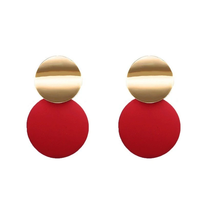 9 Colors Candy Double Round Metal Drop Earrings Charm Trendy Glossy Geometry Sequins Statement Brincos for Women Jewelry Gift