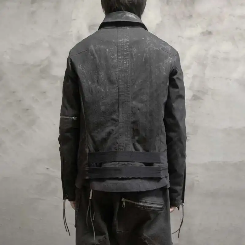 HKSH 2024 Autumn Winter New Men's Tide Original Japanese Jacket Coat Hand Brushed Glue Retro Short Stylish Zipper Outwear HK3320