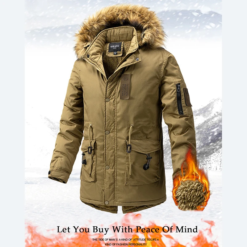 

2024 European&American Sports Outdoor Cotton-Padded Jacket Men's Winter Long Thick Warm Mountaineering Coat Clothing For Men