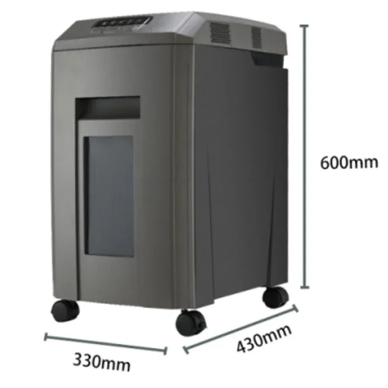 High-power, high-capacity electric office shredder; supports shredding of cards and optical discs.