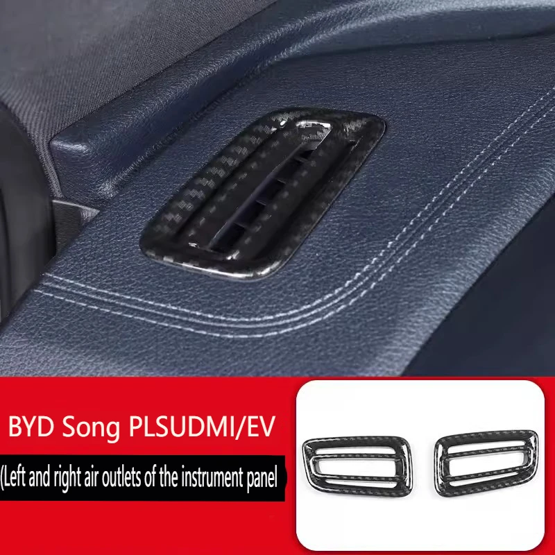 For BYD Song Plus DMI EV 2023 Car Accessories Carbon Dashboard Front Air Conditioner Outlet Vent Cover Stickers Trim Auto Parts