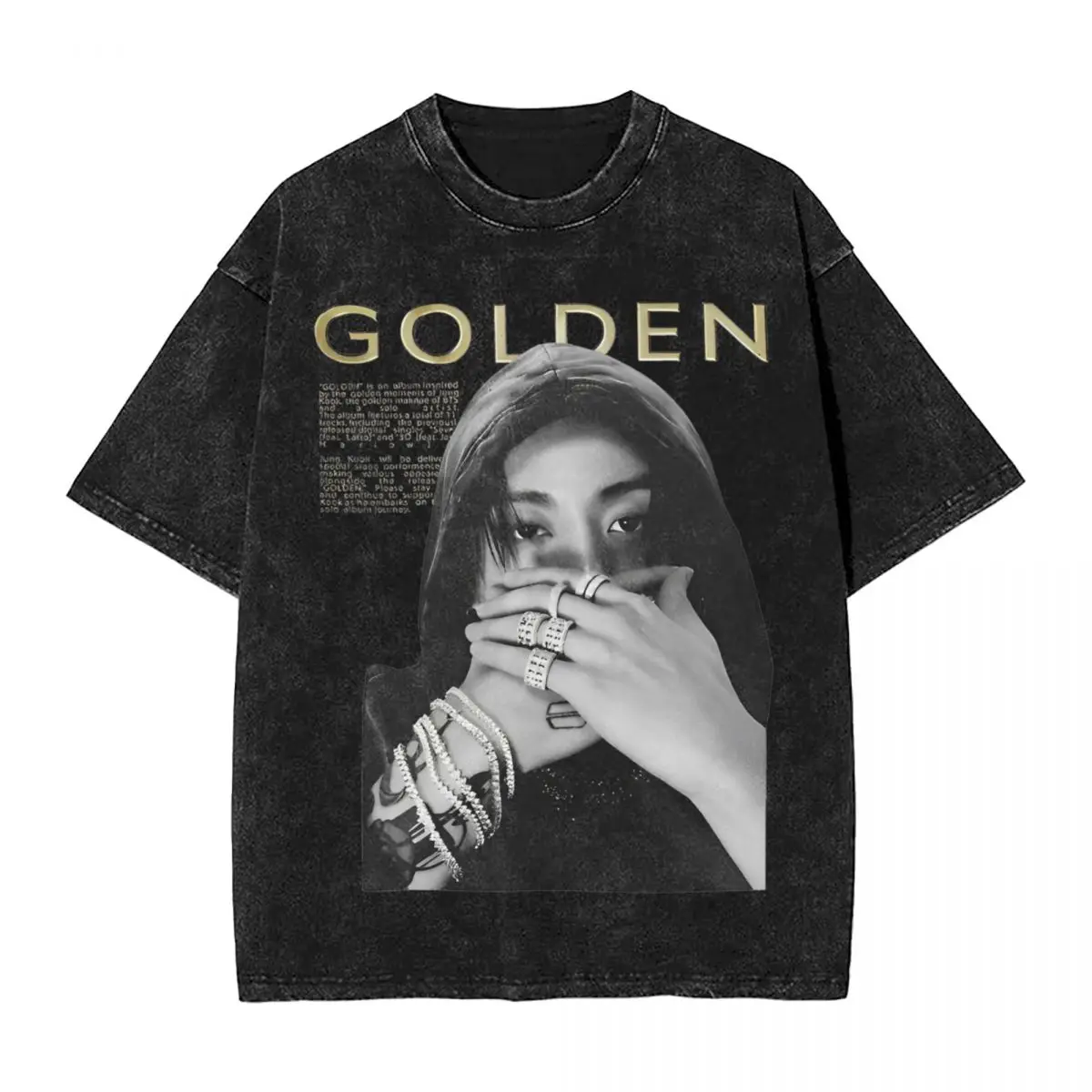 Golden Moments Jungkooked Washed T-Shirt Men Street Style Casual T Shirts Summer O Neck Harajuku Tee Shirt Printed Oversize Tops