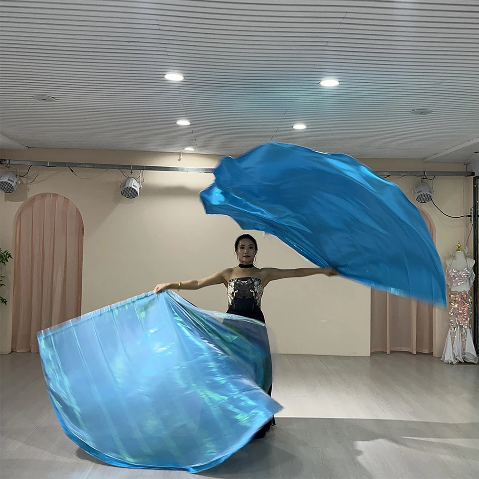 أعلام الرقص المسيحي إكسسوارات الرقص الشرقي أعلام مزدوجة الألوان من الأمام والخلف أوشحة ملونة علم متعدد الألوان مع العصي