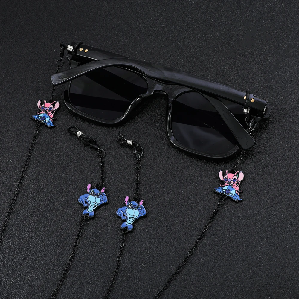 Lindas gafas de sol Lilo & Stitch de dibujos animados y combinación de cadena para auriculares, cordón creativo para gafas de moda, accesorio diario