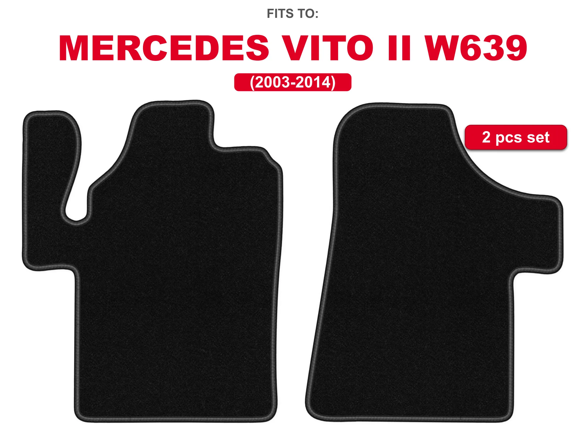 Velour vloermatten voor: Mercedes Viano W639 2003-2014 bestelauto voorzijde tapijtmat set voor voertuigvloer