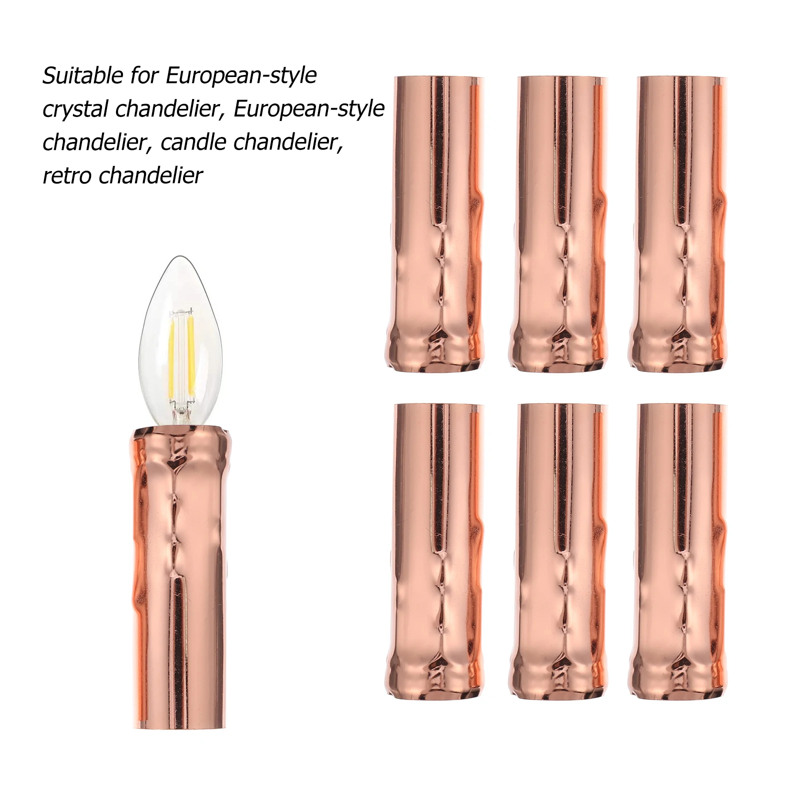 

6pcs Crystal Chandelier Sleeves E14 Lamp Holder Tubes Iron Base Covers Retro Style LED Lighting Accessories