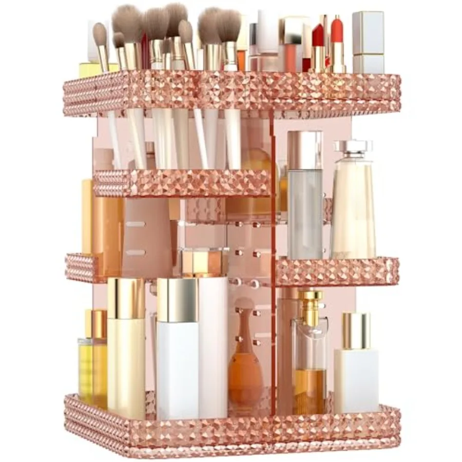 

Rotating Makeup Organizer Large Capacity Cosmetic Display Case Acrylic Skincare Organizer with Makeup Brush Makeup Storage Orga