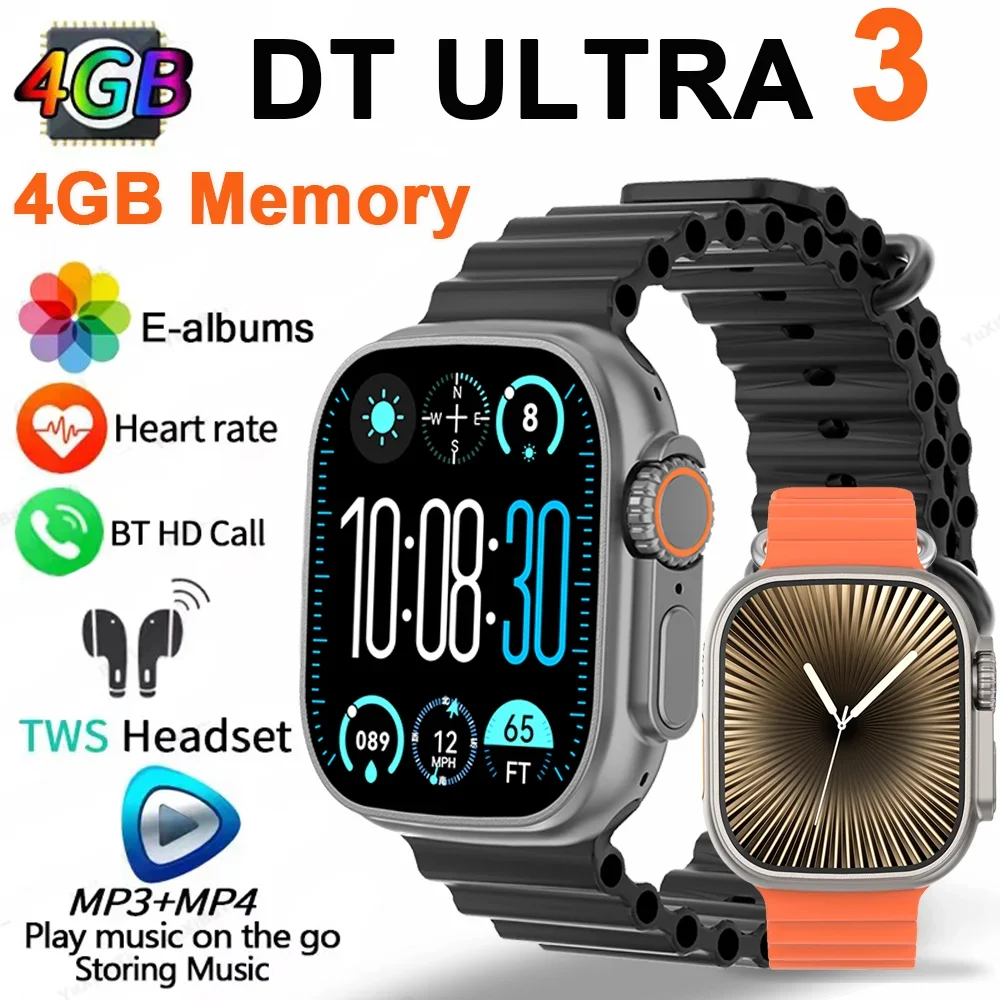 2025 جديد DT Ultra 3 AMOLED ساعة ذكية لنظام أندرويد 9.1 ساعات رياضية للرجال نظام تحديد المواقع المسار مكالمات بلوتوث وضع النظام المزدوج Smartwatch