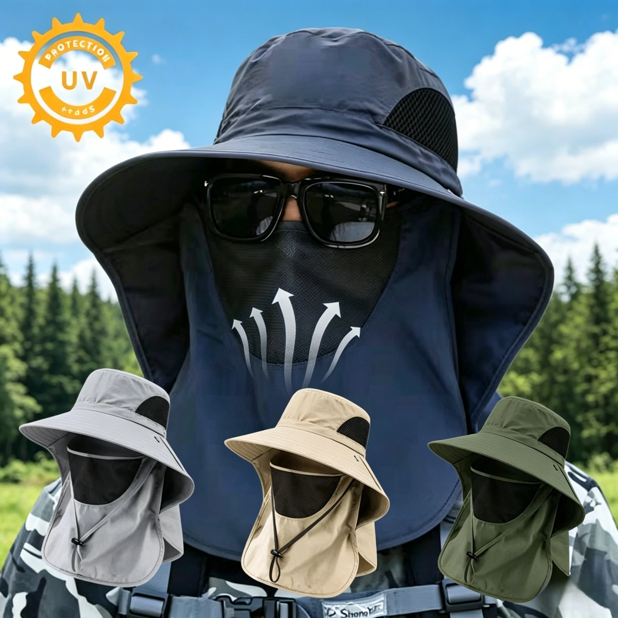 Mens Outdoor Hunting Hats - Summer Sun Hats UV Protection Outdoor